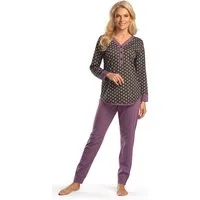 Consult-Tex Pyjama Damen Langarm Pjama, Schlafanzug mit Knopfleiste (Packung, 1 Stück) in langer Form