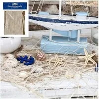 Macosa Home Wanddekoobjekt Fischernetz maritime Deko Gartenhaus Badezimmer 4x2 Meter (Sommerdeko mediteran natur), Dekonetz Wanddeko Netz Gartendeko