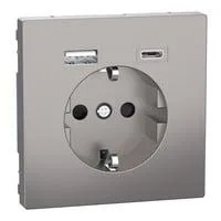 Schutzkontakt Steckdose mit USB Ladegerät, Typ MEG2367-6050, Unterputz, 16 Ampere, 250 Volt nickel, Retail