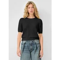 QS Kurzarmpullover Strickpullover Strukturierter Pullover