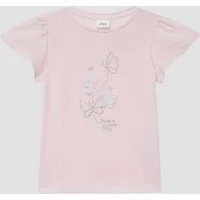 s.Oliver Kurzarmshirt T-Shirt T-Shirt mit Volantärmeln und Applikation
