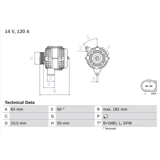 Bosch Lichtmaschine 120A Chrysler Mercedes 0986047540