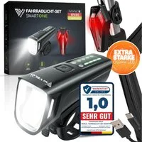 MIVELO Fahrradbeleuchtung SMART Fahrradlicht Set LED 100 LUX - Akku USB aufladbar
