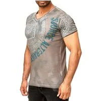 R-NEAL T-Shirt T-Shirt Washed Streetwear Printed Sale Verwaschenes Kurzarm Shirt