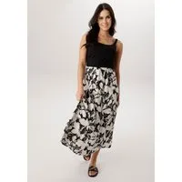 Aniston SELECTED Sommerkleid unifarbenes Shirtteil und geblümten Rockteil