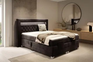 Boxspringbett Elektrisch Bett ARMANDO 180x200cm in Stoff Fresh Dunkelbraun
