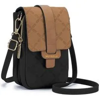 LuxusKollektion Umhängetasche Handytasche Damen Kunstleder RFID Umhängetasche groß Schwarz braun
