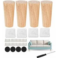 FELIXLEO Möbelfuß 4er Möbelfüße Holz 10cm Konisch Mit Schrauben Montageplatten, (4-St)