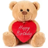 BRUBAKER Kuscheltier Teddy Plüschbär mit Happy Birthday Herz (1-St., Schmuseteddy, 25 cm hoch), kleiner Teddybär, Stofftier Plüschtier
