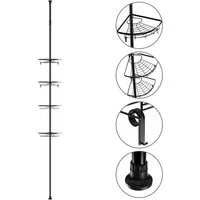 JEOBEST Duschablage Teleskop Duschregal Eckregal, Edelstahl rostfrei mit 4 Ablagen, Höhenverstellbar von 105-300 cm