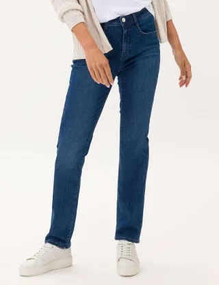 Brax Damen Five-Pocket-Hose Style CAROLA USED REGULAR BLUE, denim blau, Gr. 48K