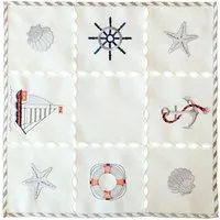 matches21 HOME & HOBBY Tischdecke Tischdeckchen NINA maritime Stickerei & Cutouts Polyester 40 x 40 cm (1-tlg), Pflegeleicht & waschbar bei 30 °C