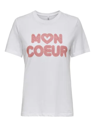 ONLY - ONLARIYA LIFE REG S/S LOVE TOP BOX JRS Bright White - Gr. - XL