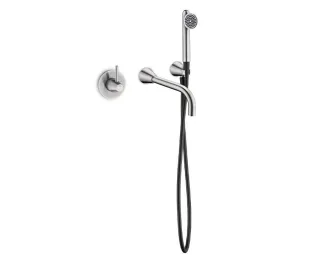 JEE-O cone 02 Wand-Badkombination mit Handbrause, edelstahl gebürstet, 900-6480 900-6480