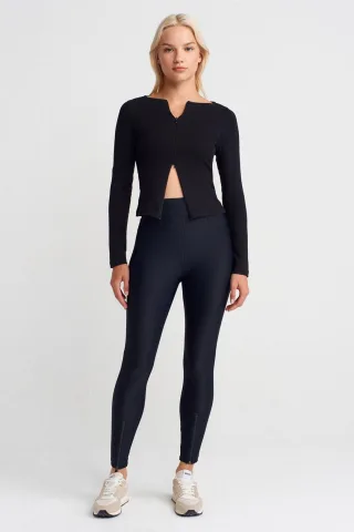 Hochtaillierte Skinny-Leggings mit Reißverschlussdetails
