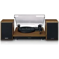 Lenco LS-100WD Plattenspieler (Riemenantrieb, Bluetooth®, Bluetooth 5.0, AUX-In, separates loudspeakers for optimal stereo sound)