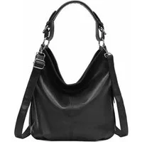 ITALYSHOP24 Schultertasche DAMEN SHOPPER Hobo Bag Umhängetasche Handtasche City Bag Cross-Over (Spar-Set: Henkel Tasche mit Schultergurt, Workbag Leder Optik, 2-tlg., mit Henkel und Schultergurt), Damentasche Freizeit Abend Leder Optik Henkeltasche R
