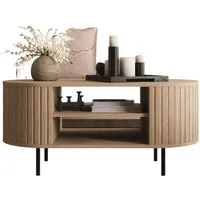 Compleo Couchtisch mit Regalen, Kaffeetisch, OVI Eiche cremona oder Beige