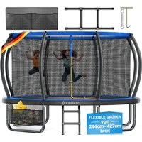 KESSER Gartentrampolin Trampolin Outdoor GS-geprüft Ø 244cm für Kinder bis 50kg, Ø 244 cm, inklusive Sicherheitsnetz, Tasche, Leiter, Randabdeckung & Netzstangen