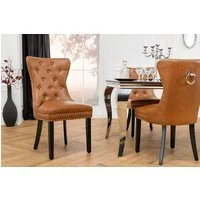 riess-ambiente Esszimmerstuhl CASTLE braun/schwarz - Kunstleder, Holzbeine, Komfortgriff, Ziernieten (Einzelartikel, 1 St), Barock & Chesterfield-Kombination - ideal für Küche & Esszimmer