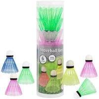 Idena Federball Idena 40466 – Federbälle aus Kunststoff mit Schaumstoffspitze, 6 Stück