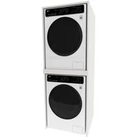 TREND WERK Waschmaschinenumbauschrank Waschturm für Waschmaschine & Trockner (in der Standardvariante (66×65×180 cm) und der Slim (66×51,2×180 cm), Waschmaschinen Überbauschrank in zwei Tiefen: 65 cm und 51,2 cm) Offenes Bad- & Hauswirtschaftsregal –