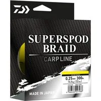 Daiwa Angelschnur, 300 m Länge, Daiwa Superspod 30LBS-300m yellow Karpfen-Geflochtene Schnur