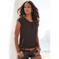 LASCANA Kurzarmshirt mit Kellerfalte am Ausschnitt Sommershirt aus luftigem Viskose-Stretch