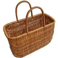 natuleo by pokuc Flaschenkorb Einkaustasche aus Weide Braun 40x20x37 cm Picknikkorb Geflochten