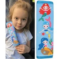 HECKBO Schlafkissen 1x oder 2x Kinder Auto Gurtpolster Gurtschutz mit Meerjungfrauen Motiv - Sicherheitsgurt Polster für Kinder und Babys- Ideal für jeden Gurt Autositzerhöhungen Kinder Fahrradanhänger Flugzeug