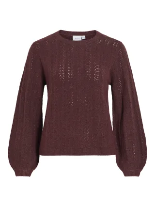 VILA - VILIGA POINTELLE L/S O-NECK TOP -NOOS Port Royale - Gr. - XS