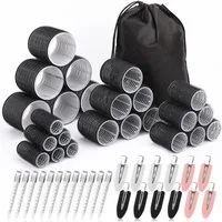 Ophy Haarstyling-Set Lockenwickler-Set (24 Stück) – 6 Jumbo, 6 L, 6 M, 6 S, inkl. 24 Klammern, für alle Haarlängen, Schwarz