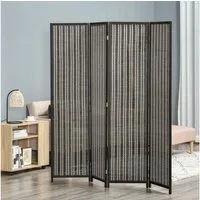 HOMCOM Paravent 4-teilig 180 x 180 cm Faltbar Sichtschutz Raumtrenner aus Bambus (Raumteiler, 1 St., Trennwand), für Wohnzimmer, Schlafzimmer, Braun