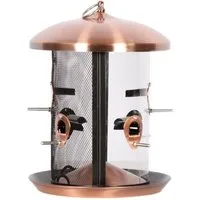 Dehner Vogelhaus Natura Säule Restato für Wildvögel, Ø 24 x 33 cm, Edle Vogelfutterstelle, getrennte Futterkammern und viele Sitzstangen