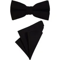 DonDon Fliege DonDon Herren Fliege und Einstecktuch aus Baumwolle (Packung, 2-St., 1x Herrenfliege und 1x Einstecktuch) bereits gebunden, Tweed-Look, 2er Set
