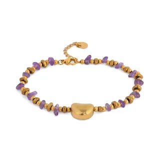 Luxenter Armband mit 18 Karat Gelbgold-Finish und natürlichem Amethyst – Tarthae