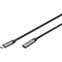 USB 3.2 Gen 1 Verlängerungskabel, USB-C Stecker > USB-C Buchse schwarz/silber, 1 Meter
