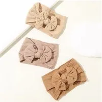 Montegoni Stirnband 3 Stück Baby-Turban-Stirnband für Neugeborene (Schleife Dekoration, Baby-Stirnbänder, Baby-Mädchen-Bögen) elastische Haarbänder für Kleinkinder, Neugeborene