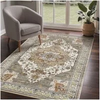GENIMO Teppich Wohnzimmer Teppich, Boho Vintage, waschbar, rutschfest, Kurzflor, groß, rechteckig, 60x150cm, rot