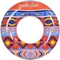 SunClub Luftmatratze SunClub Schwimmring Bohemia Ø 90 cm mit Sicherheitsventil und trendige, (Packung, 1-St), 90 cm mit Sicherheitsventil