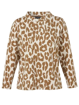 VIA APPIA DUE - Sweatshirt Kragen 1/1 Arm Druck camel multicolor - Gr. - 50