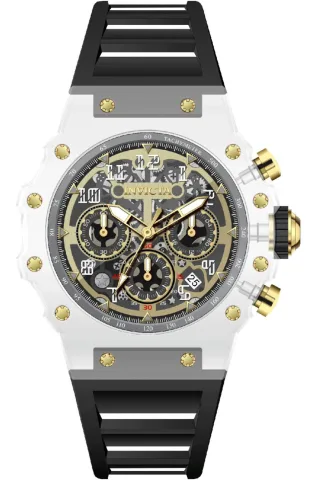 Invicta Racing 69690 Herrenuhr - Quarzwerk - Acryl mit goldenem Zifferblatt - 43 mm
