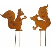 Posiwio Gartenstecker Zauber für das ganze Jahr: Set Beetstecker „Eichhörnchen“ in Rostoptik (2-St) 2er Set, Eichhörnchen, rostoptik
