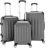 LALAHO Trolleyset Reisekoffer Set Hartschalenkoffer Trolley mit 360° Rollen, 4 Rollen, (3 tlg), Koffer Set aus ABS mit Teleskopstange, Handgepäck, Dunkelgrau
