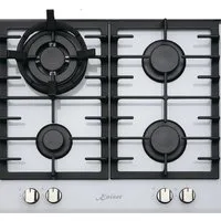 Kaiser Küchengeräte Gas-Kochfeld, Kochfeld Weiß Glas, Einbau Herd, 3,8kW WOK,Erdgas Fl.Gas
