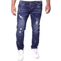 Reslad Destroyed-Jeans Reslad Jeans Herren Color-Splashes Stretch Denim Destroyed Jeanshose Destroyed Jeanshose Männer-Hose Slim Fit
