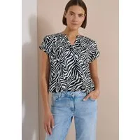 CECIL Shirtbluse Sommerbluse mit Split Neck und Zebra-Print