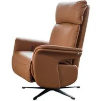 KAWOLA Relaxsessel NAMA Leder braun - Bequem & Drehbare Basis - Komfort, Drehbare Basis, Relaxfunktion & verstellbare Kopfstütze