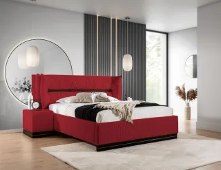 Polsterbett Doppelbett Set.2 HAMILTON 160x200cm Stoff Magic Velvet Rot