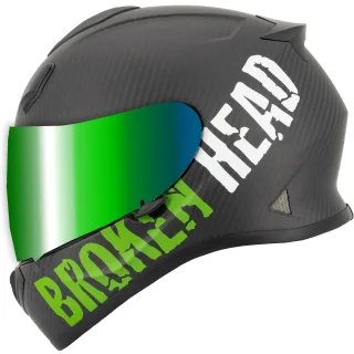 Broken Head (A-Minus-Ware) BeProud Carbon Grün Limited Edition + Verspiegeltes Visier